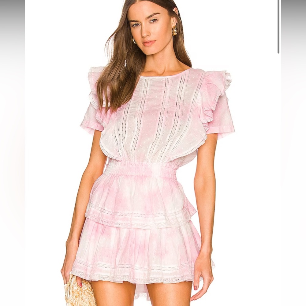 LoveShackFancy Natasha Dress in Island Pink Hand Dye